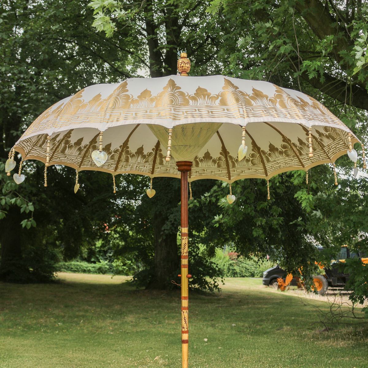 Original Balinesischer Sonnenschirm Bali Schirm Creme 185 cm Model Elena