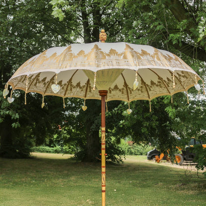 Original Balinesischer Sonnenschirm Bali Schirm Creme 185 cm Model Elena