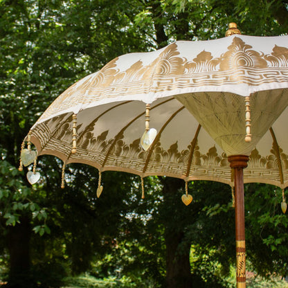Original Balinesischer Sonnenschirm Bali Schirm Creme 185 cm Model Elena