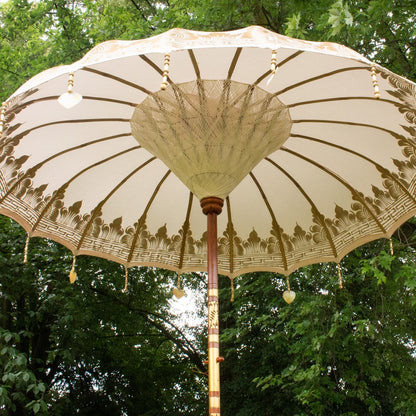 Original Balinesischer Sonnenschirm Bali Schirm Creme 185 cm Model Elena