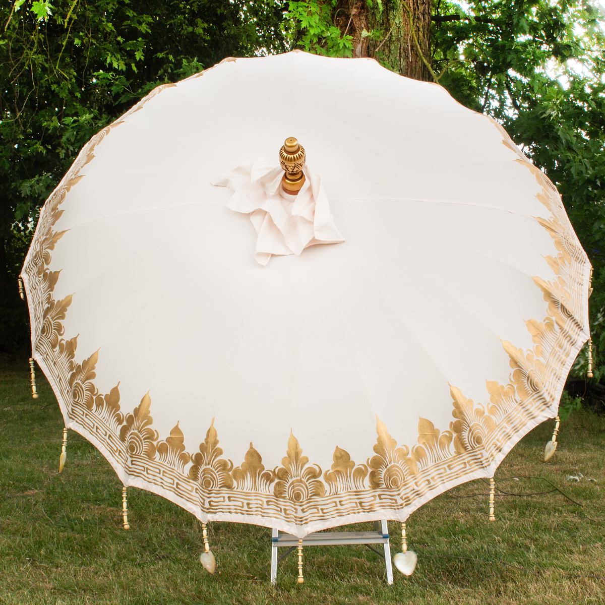 Original Balinesischer Sonnenschirm Bali Schirm Creme 185 cm Model Elena