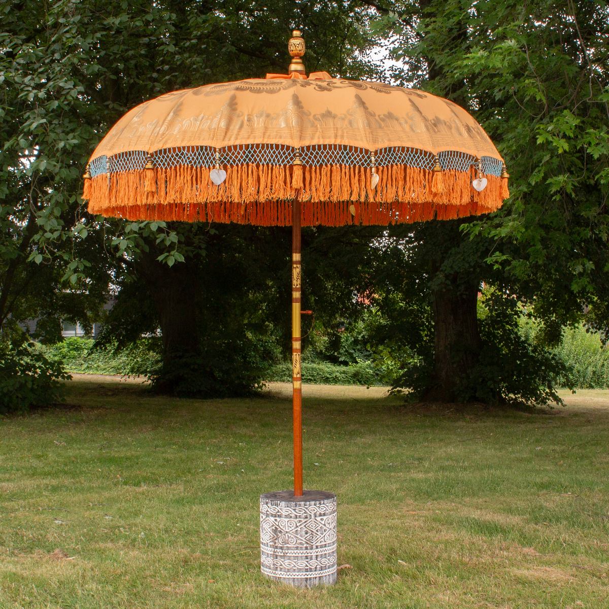 Original Balinesischer Sonnenschirm Bali Schirm Orange 185 cm Model Alessia