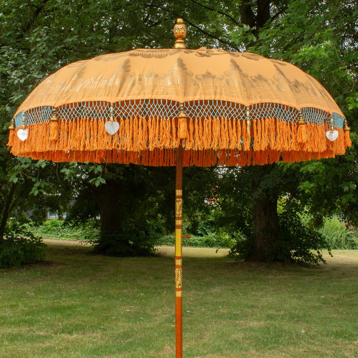 Original Balinesischer Sonnenschirm Bali Schirm Orange 185 cm Model Alessia