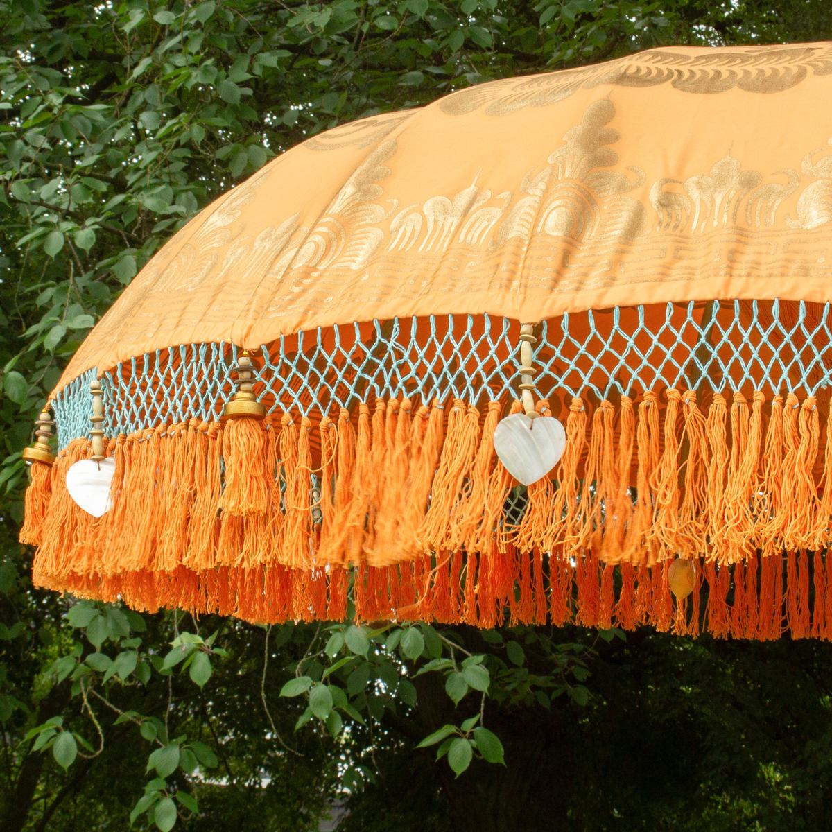 Original Balinesischer Sonnenschirm Bali Schirm Orange 185 cm Model Alessia