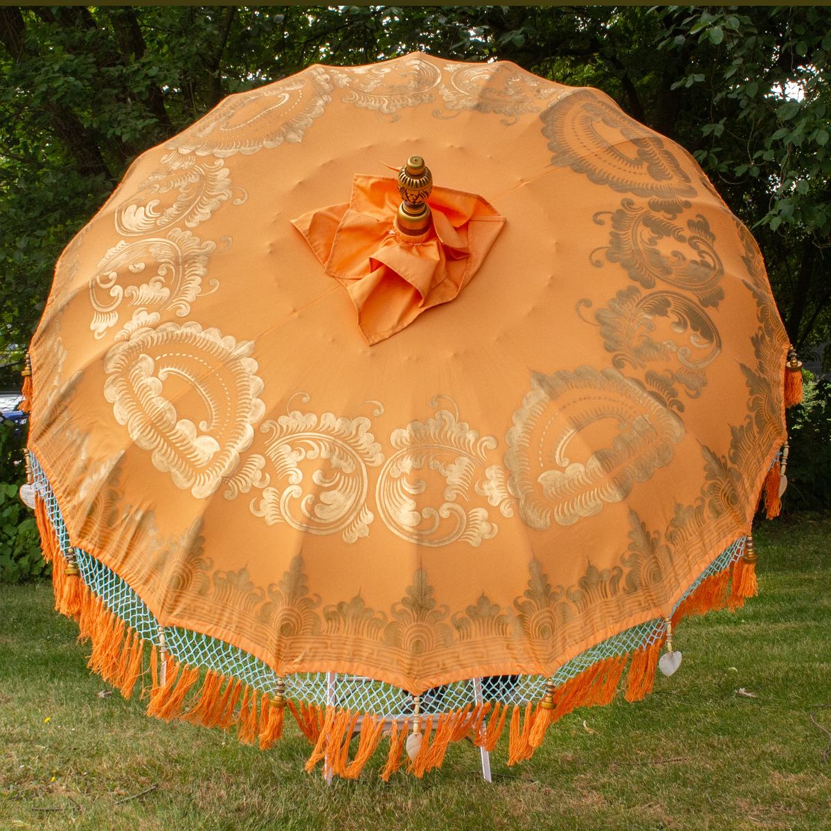 Original Balinesischer Sonnenschirm Bali Schirm Orange 185 cm Model Alessia