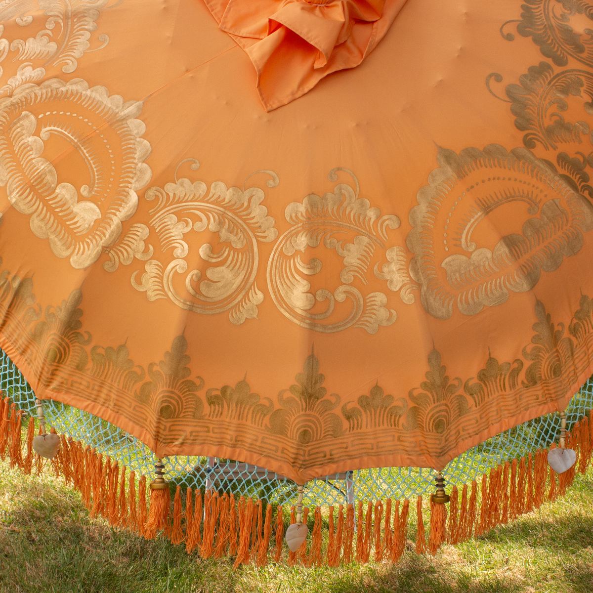Original Balinesischer Sonnenschirm Bali Schirm Orange 185 cm Model Alessia