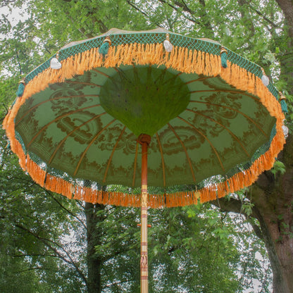 Original Balinesischer Sonnenschirm Bali Schirm Grün Orange 185 cm Model Indira