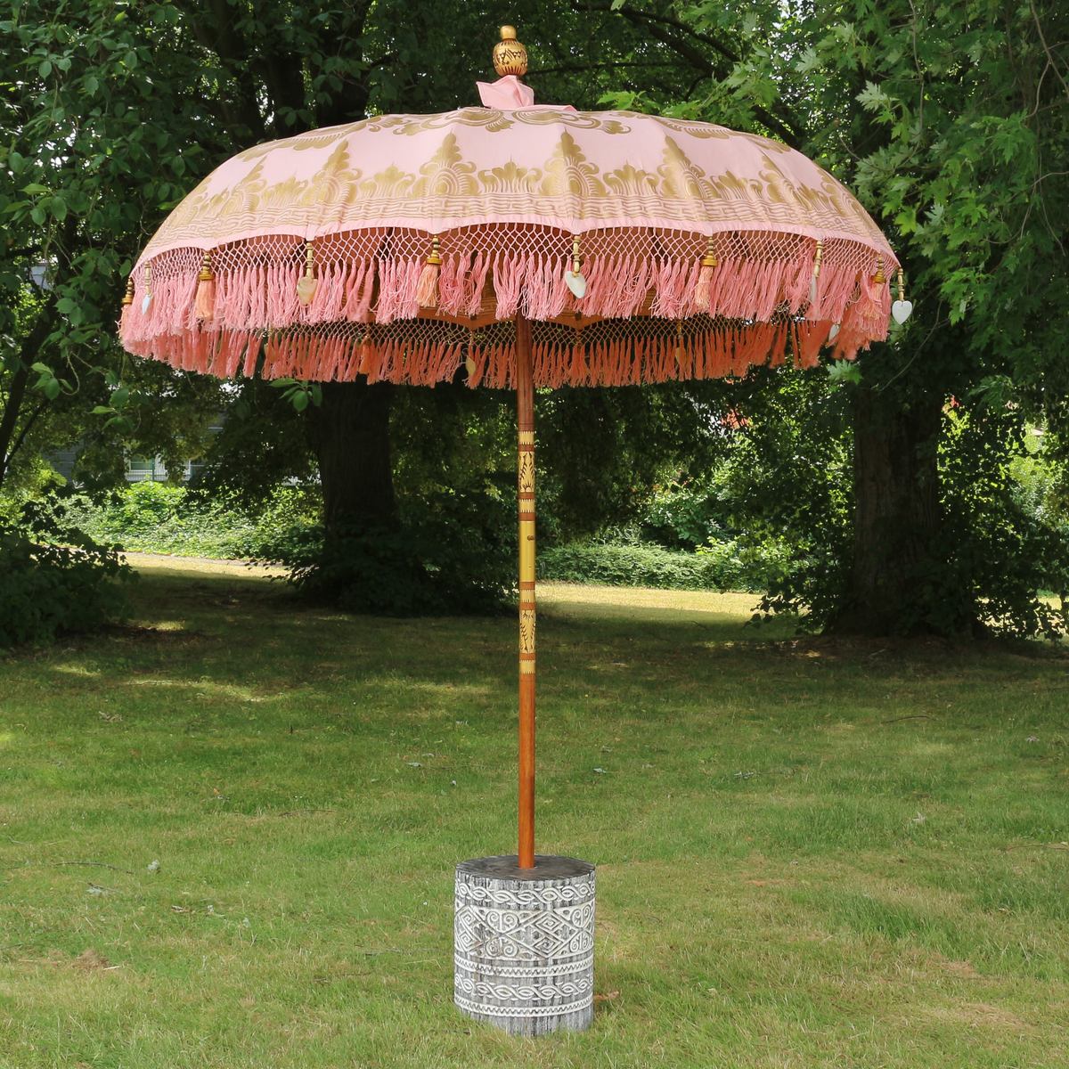 Original Balinesischer Sonnenschirm Bali Schirm Rosa 185 cm Model Ayu