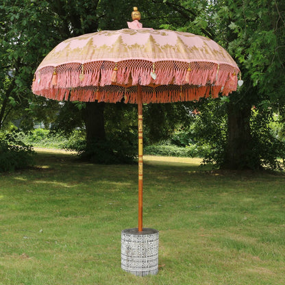 Original Balinesischer Sonnenschirm Bali Schirm Rosa 185 cm Model Ayu