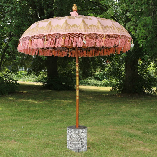 Original Balinesischer Sonnenschirm Bali Schirm Rosa 185 cm Model Ayu