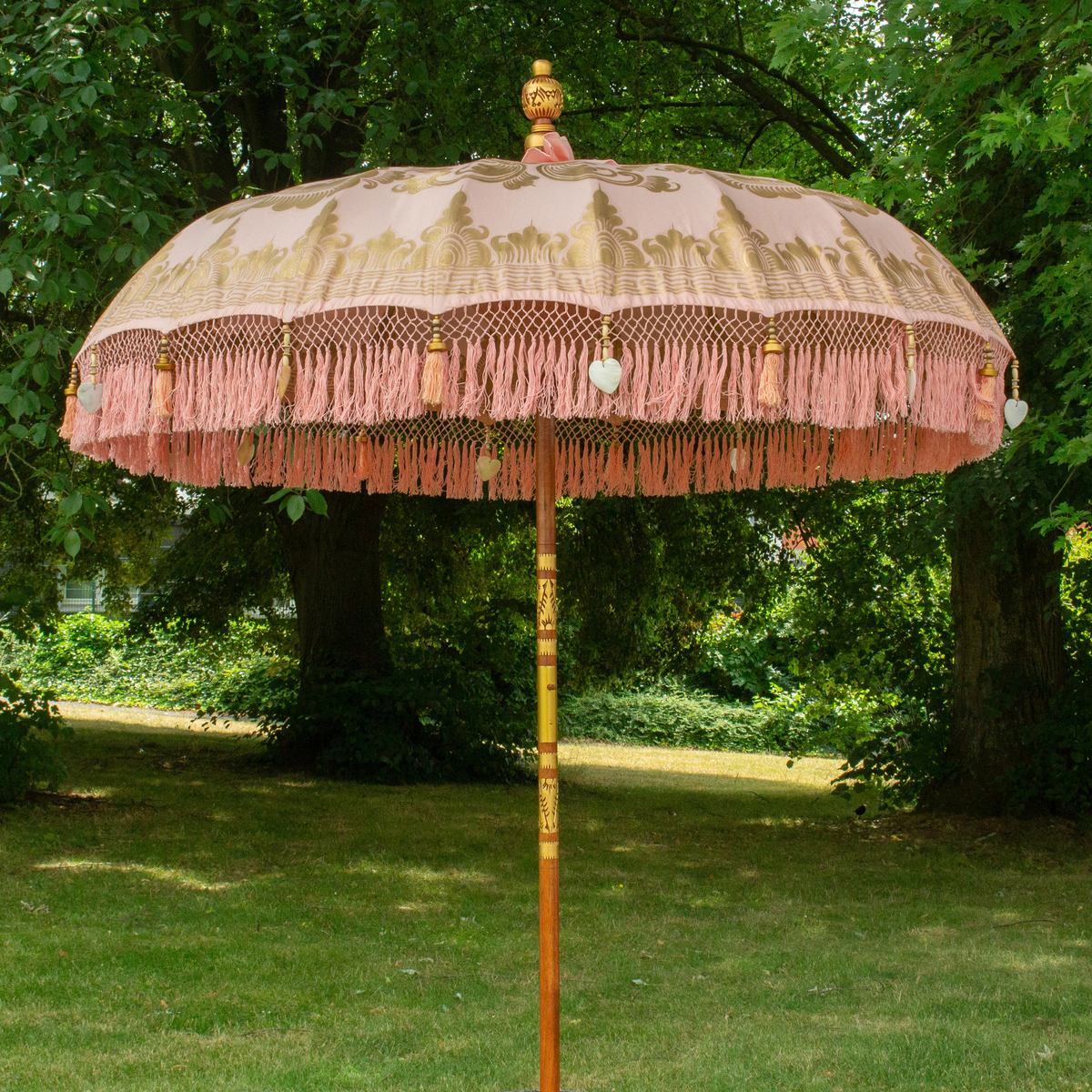 Original Balinesischer Sonnenschirm Bali Schirm Rosa 185 cm Model Ayu