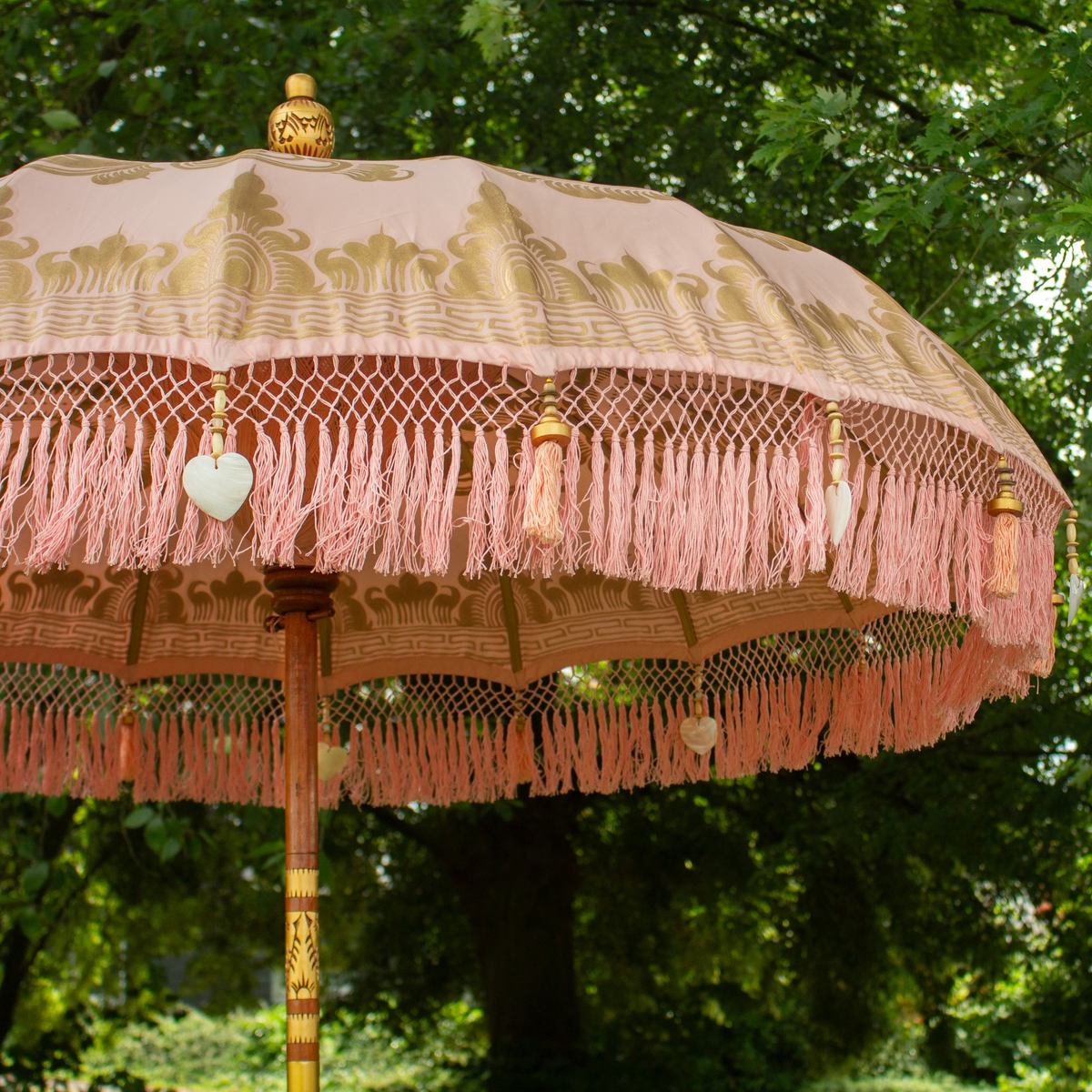 Original Balinesischer Sonnenschirm Bali Schirm Rosa 185 cm Model Ayu