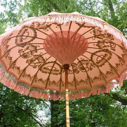 Original Balinesischer Sonnenschirm Bali Schirm Rosa 185 cm Model Ayu