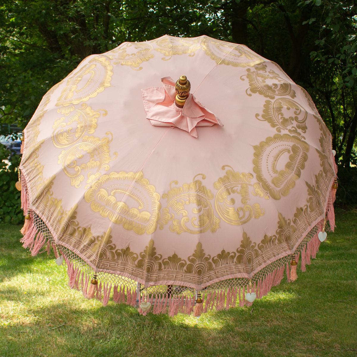 Original Balinesischer Sonnenschirm Bali Schirm Rosa 185 cm Model Ayu