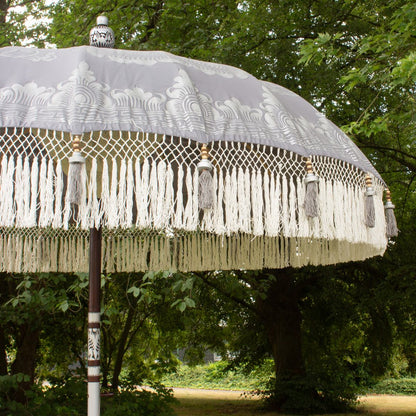 Original Balinesischer Sonnenschirm Bali Schirm Grau Silber 185 cm Model Leila