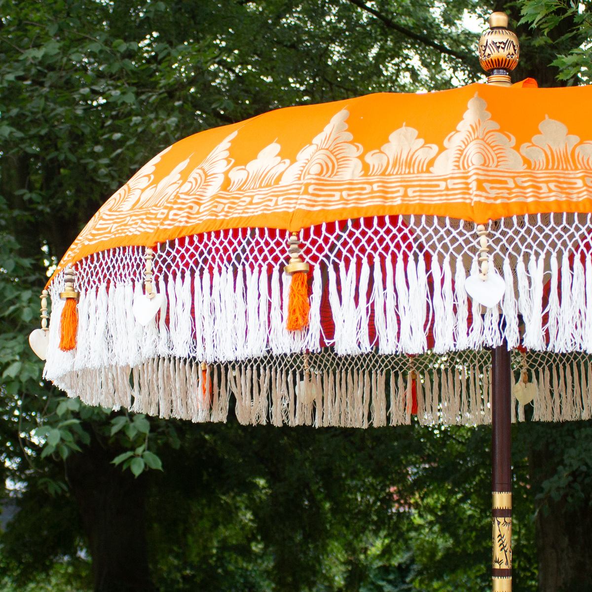 Original Balinesischer Sonnenschirm Bali Schirm Orange 185 cm Model Zora