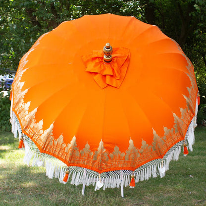 Original Balinesischer Sonnenschirm Bali Schirm Orange 185 cm Model Zora