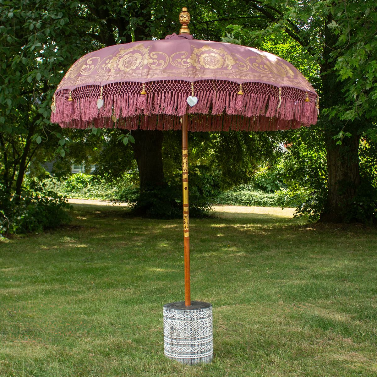 Original Balinesischer Sonnenschirm Bali Schirm Mauve 185 cm Model Stella