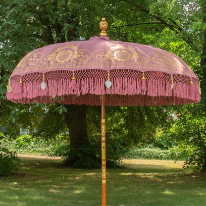 Original Balinesischer Sonnenschirm Bali Schirm Mauve 185 cm Model Stella
