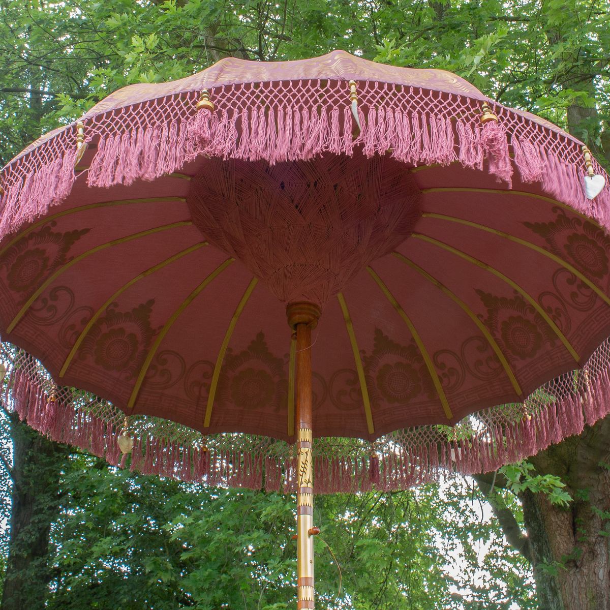 Original Balinesischer Sonnenschirm Bali Schirm Mauve 185 cm Model Stella