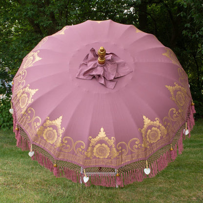 Original Balinesischer Sonnenschirm Bali Schirm Mauve 185 cm Model Stella
