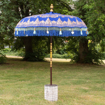 Original Balinesischer Sonnenschirm Bali Schirm Dunkelblau 185 cm Model Royal