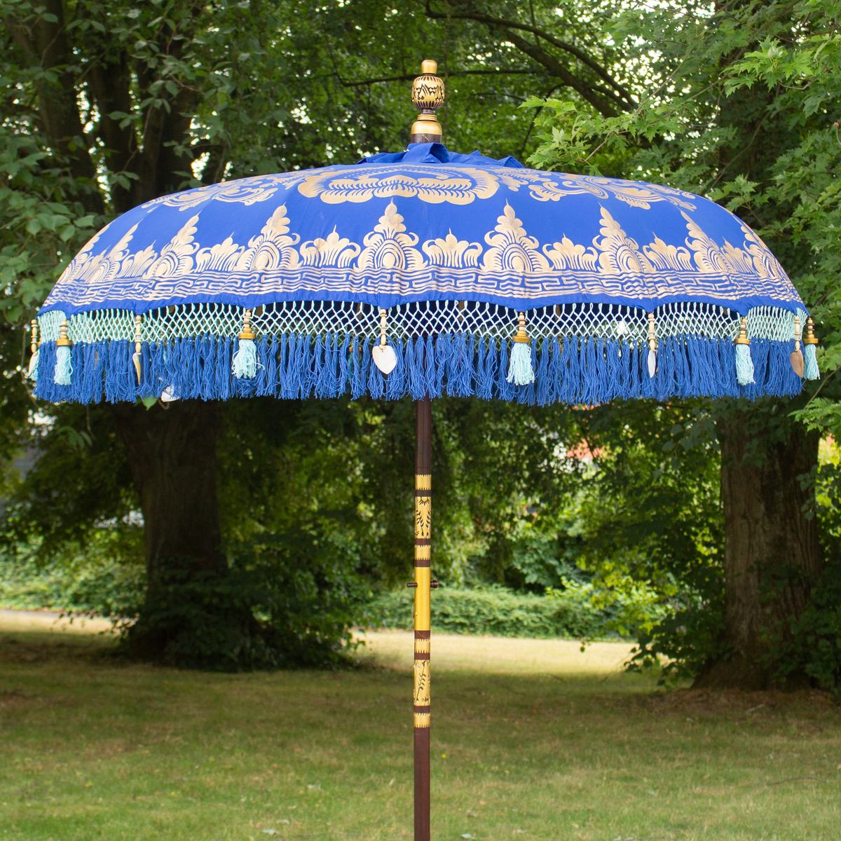 Original Balinesischer Sonnenschirm Bali Schirm Dunkelblau 185 cm Model Royal