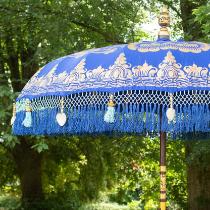 Original Balinesischer Sonnenschirm Bali Schirm Dunkelblau 185 cm Model Royal
