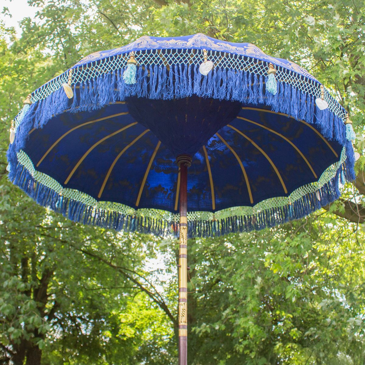 Original Balinesischer Sonnenschirm Bali Schirm Dunkelblau 185 cm Model Royal