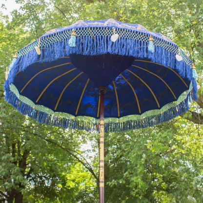 Original Balinesischer Sonnenschirm Bali Schirm Dunkelblau 185 cm Model Royal
