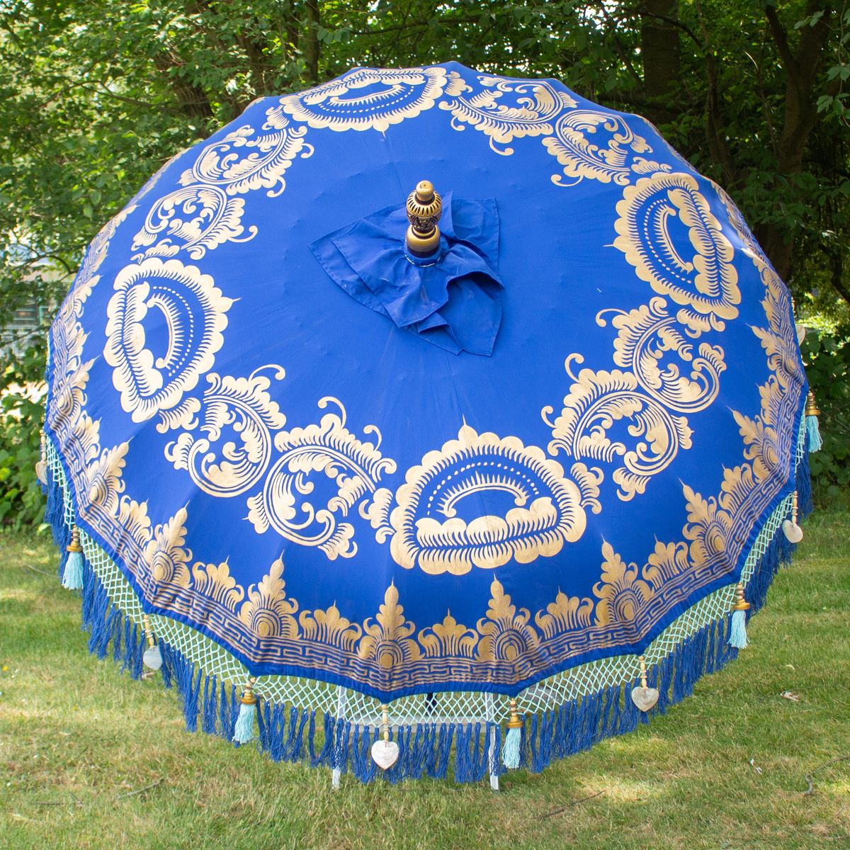 Original Balinesischer Sonnenschirm Bali Schirm Dunkelblau 185 cm Model Royal