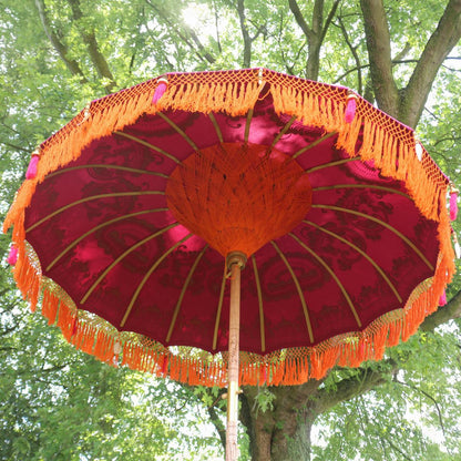 Original Balinesischer Sonnenschirm Bali Schirm Pink Orange 185 cm Model Samira
