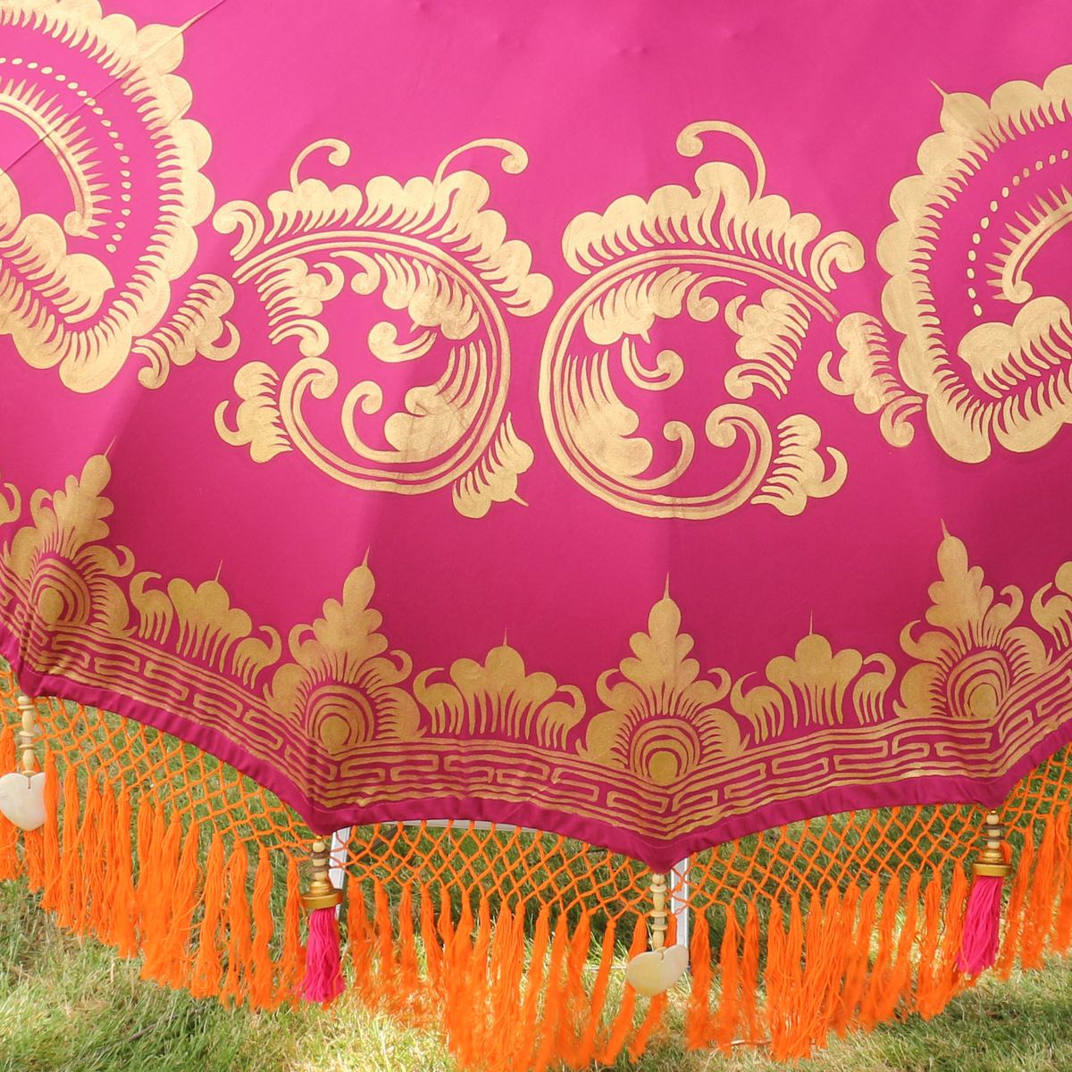 Original Balinesischer Sonnenschirm Bali Schirm Pink Orange 185 cm Model Samira
