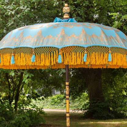 Original Balinesischer Sonnenschirm Bali Schirm Türkis Gelb 185 cm Model Paloma