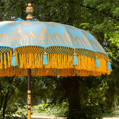 Original Balinesischer Sonnenschirm Bali Schirm Türkis Gelb 185 cm Model Paloma