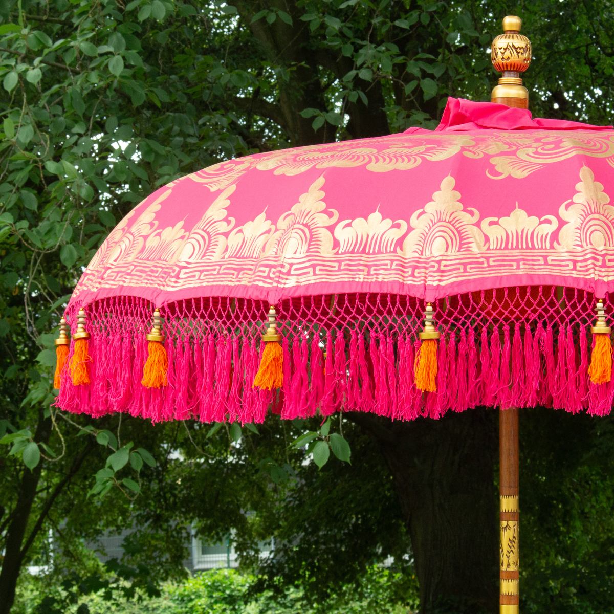 Original Balinesischer Sonnenschirm Bali Schirm Pink 185 cm Model Lotus