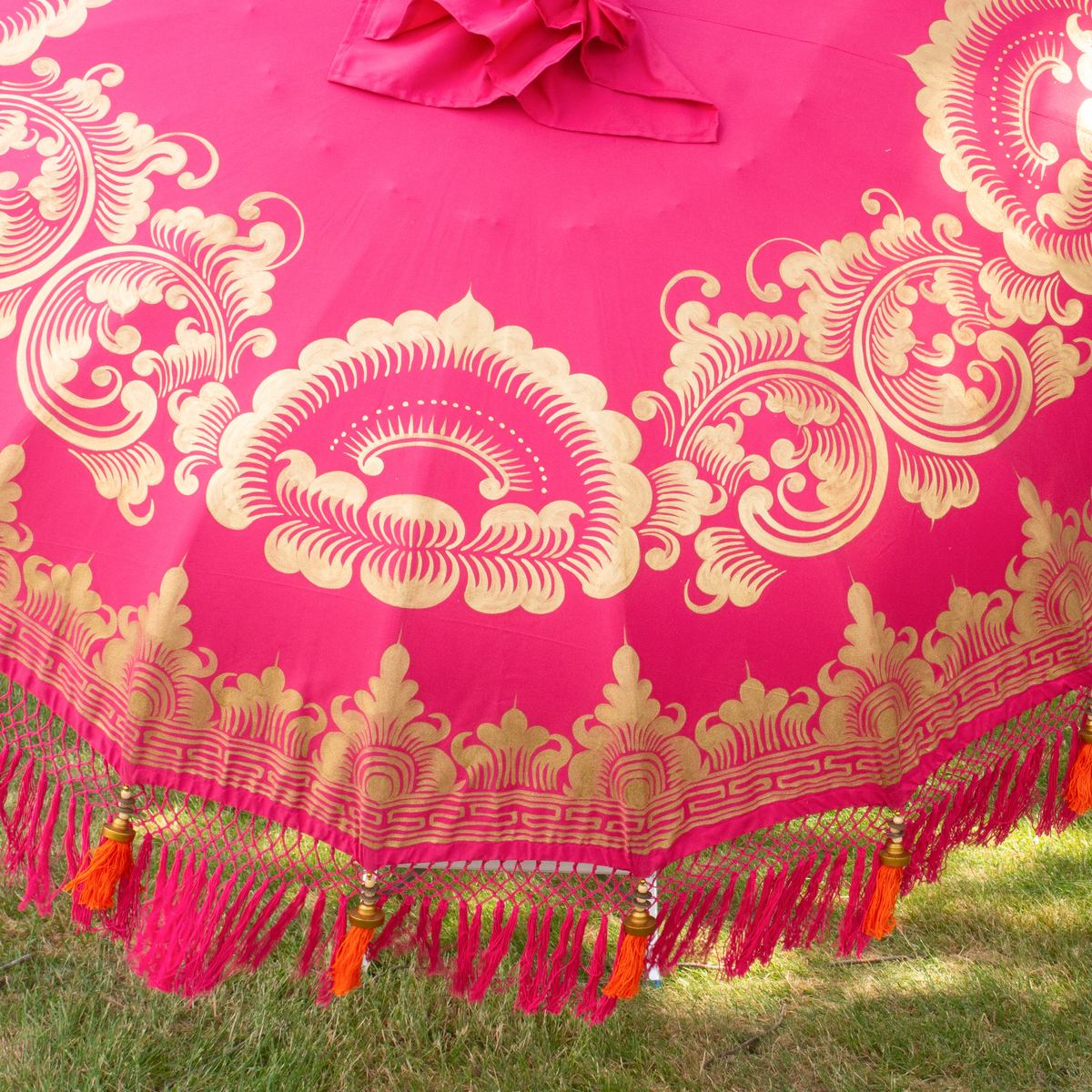 Original Balinesischer Sonnenschirm Bali Schirm Pink 185 cm Model Lotus