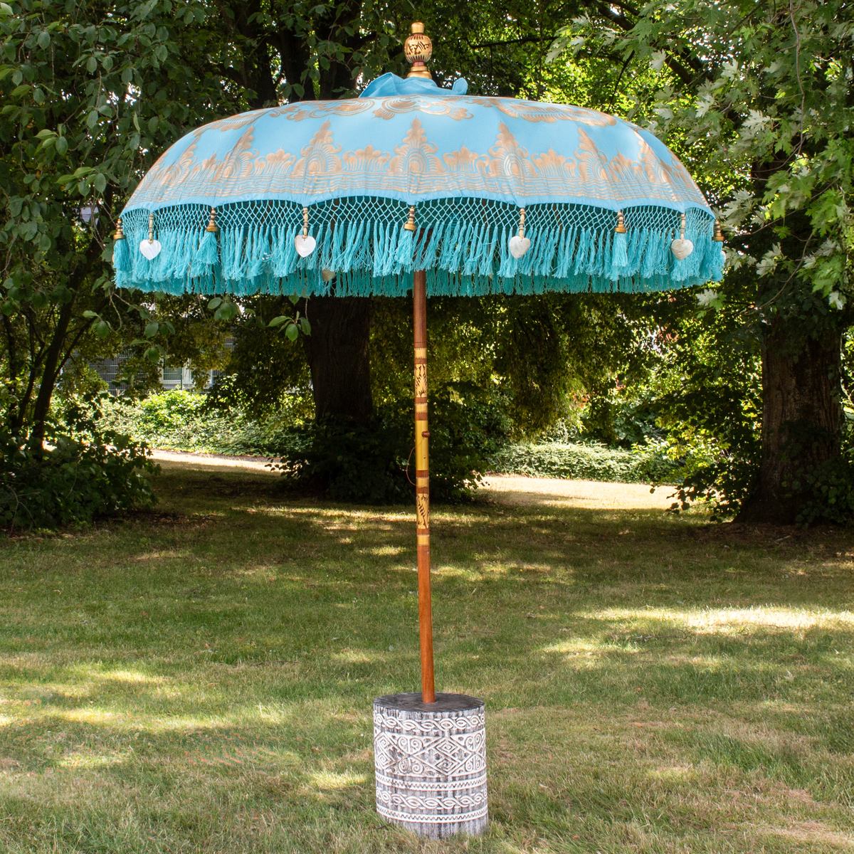 Original Balinesischer Sonnenschirm Bali Schirm Hellblau 185 cm Model Nerina