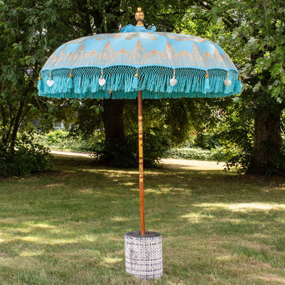 Original Balinesischer Sonnenschirm Bali Schirm Hellblau 185 cm Model Nerina
