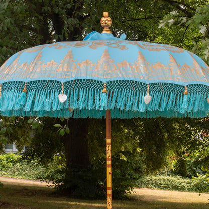 Original Balinesischer Sonnenschirm Bali Schirm Hellblau 185 cm Model Nerina