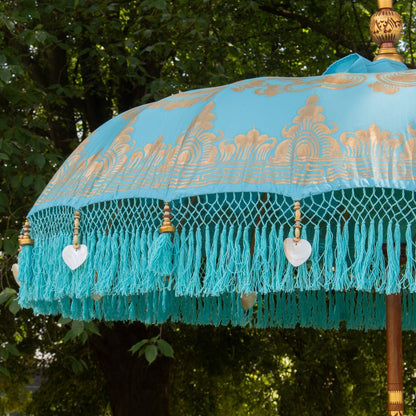 Original Balinesischer Sonnenschirm Bali Schirm Hellblau 185 cm Model Nerina