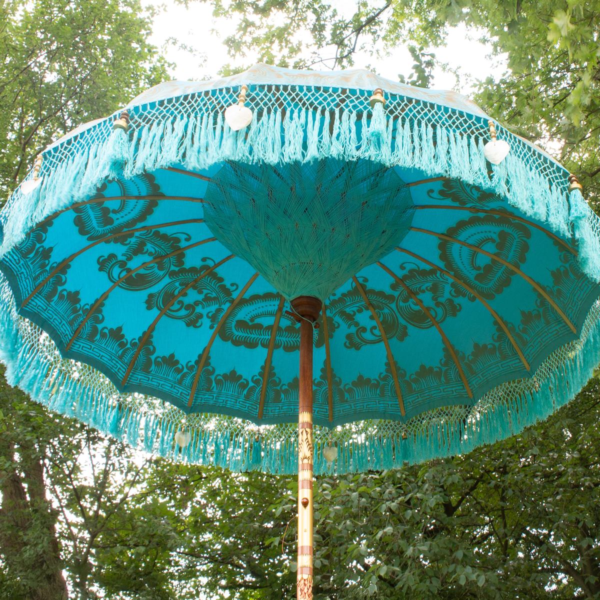 Original Balinesischer Sonnenschirm Bali Schirm Hellblau 185 cm Model Nerina