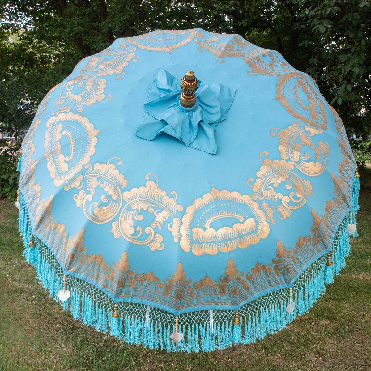 Original Balinesischer Sonnenschirm Bali Schirm Hellblau 185 cm Model Nerina