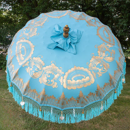 Original Balinesischer Sonnenschirm Bali Schirm Hellblau 185 cm Model Nerina