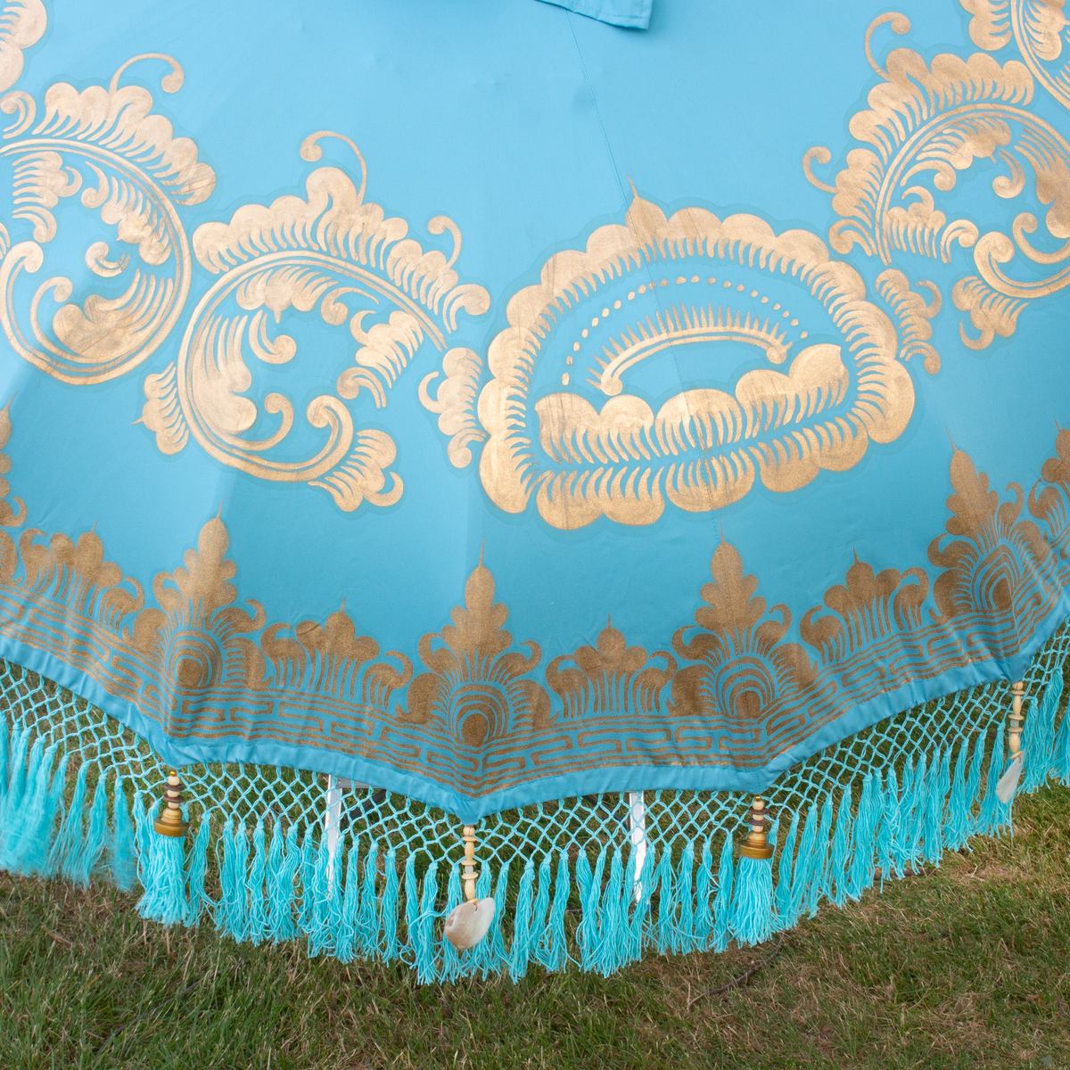 Original Balinesischer Sonnenschirm Bali Schirm Hellblau 185 cm Model Nerina