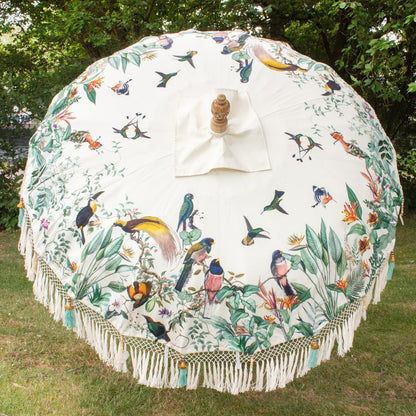 Original Balinesischer Sonnenschirm Bali Schirm Vögel 185 cm Model Merle