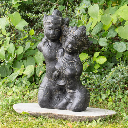Rama Sita Figur Skulptur Stein Gott Statue Lavasand Bali Garten Deko ca. 40 cm