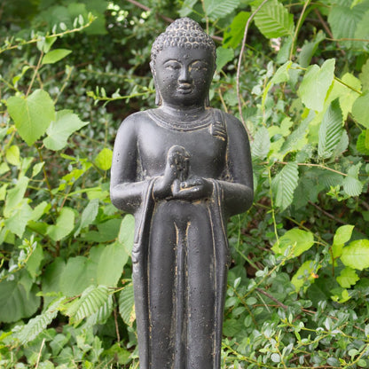 Buddha Figur Skulptur Stein Gartenfigur Lavasand Bali Buddha Gott Deko 50 cm