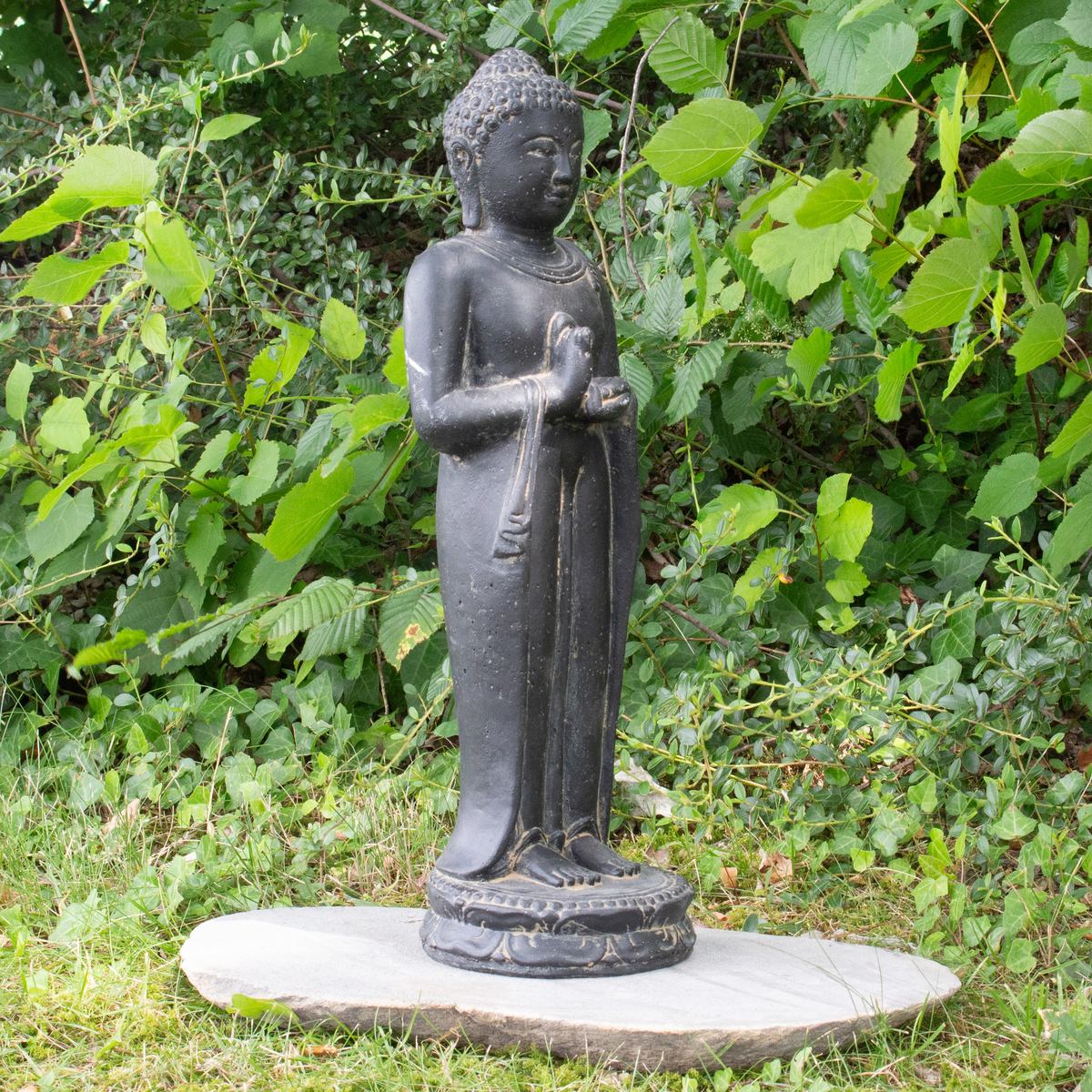 Buddha Figur Skulptur Stein Gartenfigur Lavasand Bali Buddha Gott Deko 50 cm