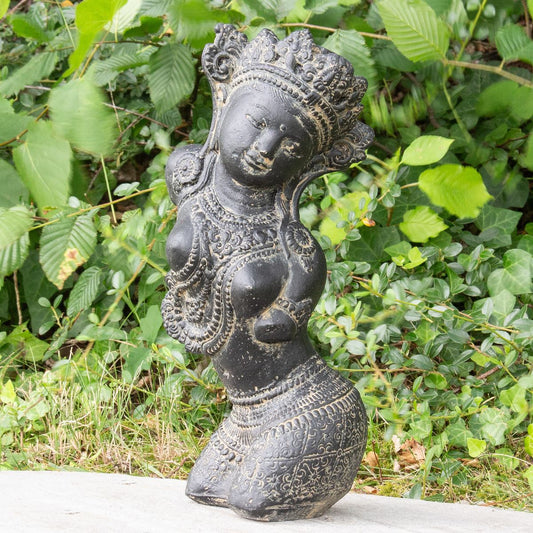 Dewi Tara Büste Stein-Figur Gartenfigur Asiatische Skulptur Garten Lavastein 30 cm